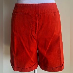 SOFT SURROUNDINGS LADIES 5” INSEAM PULL ON SHORTS FALSE FRT POCKETS SZ L ORANGE